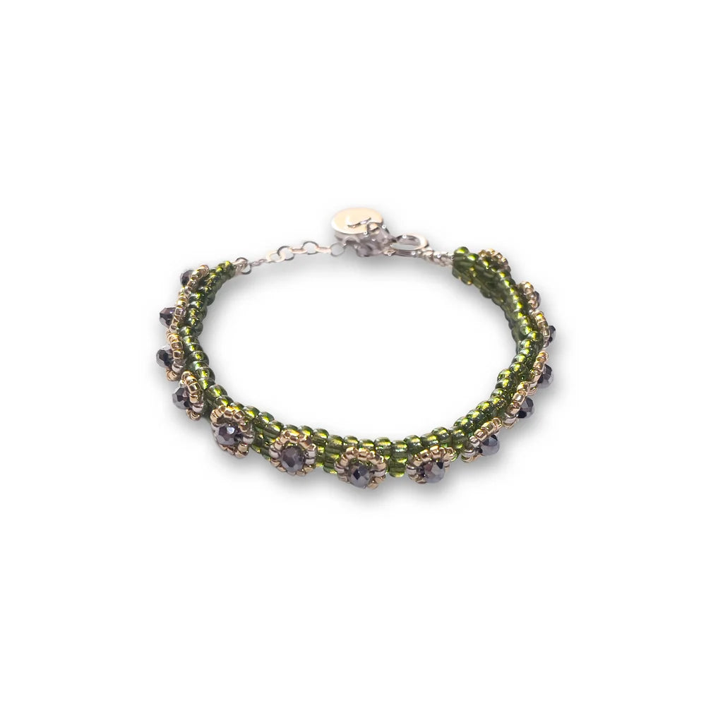 Pulsera luz del mar verde y plateado