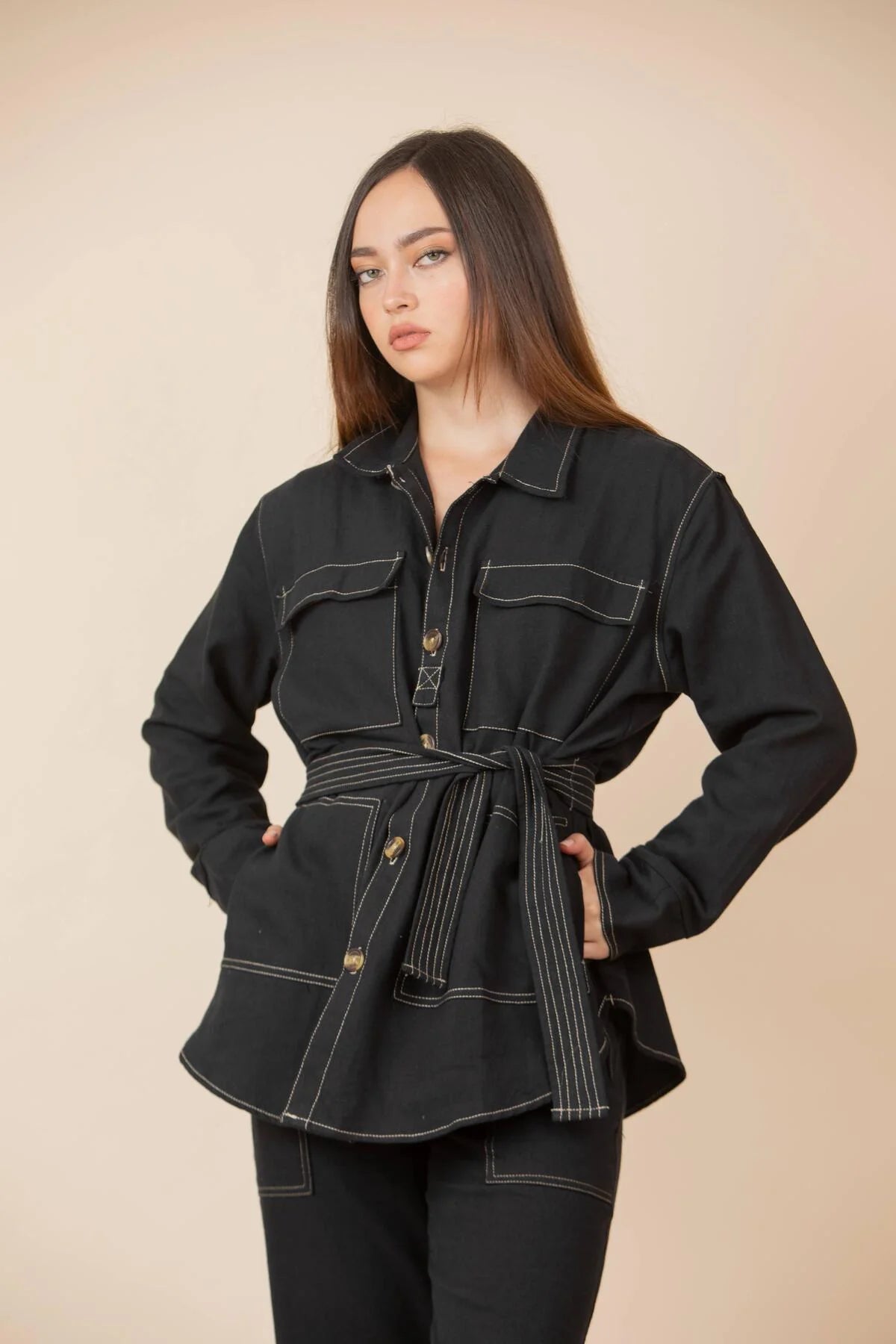 Chaqueta Bolsillos Negro