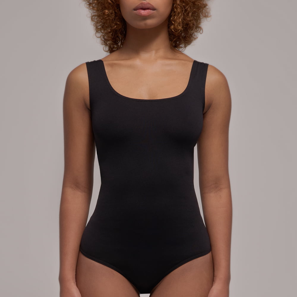 Body Sin Mangas Con Cuello Redondo Negro
