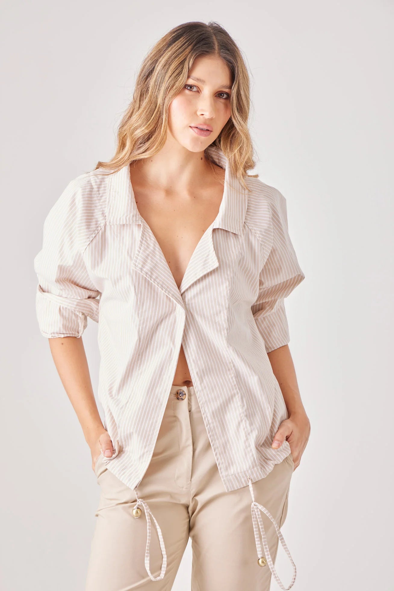 Chaqueta Tiz Rayas Kaki