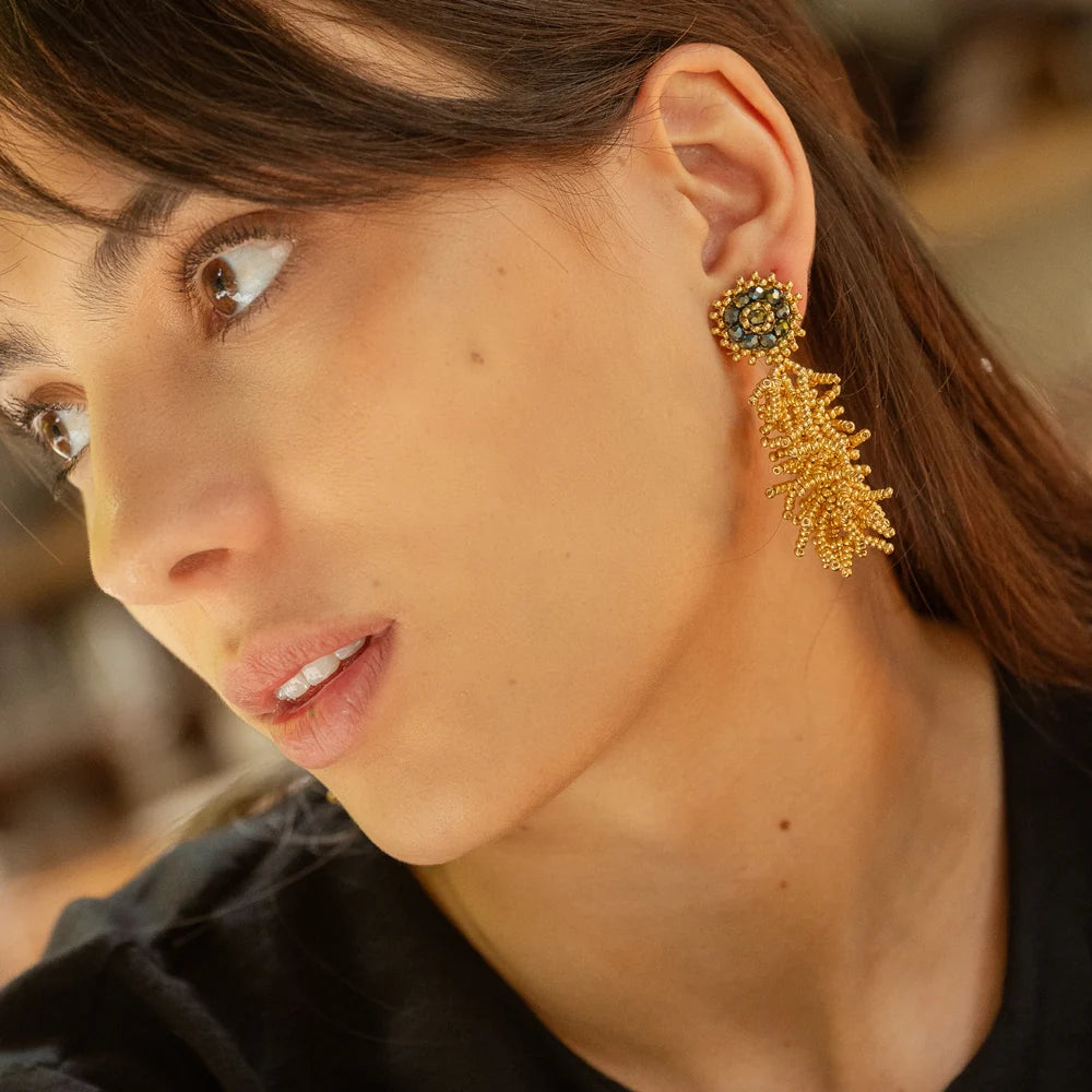 Aretes Algas Pacíficas Doradas
