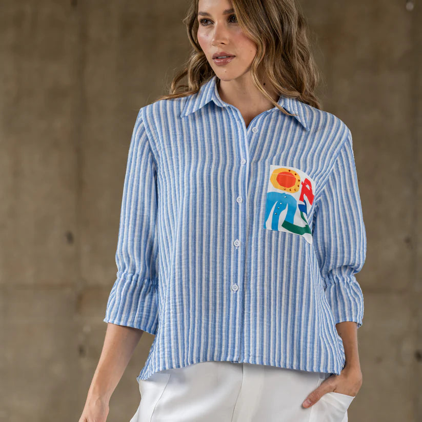 Camisa Chile Rayas Azules