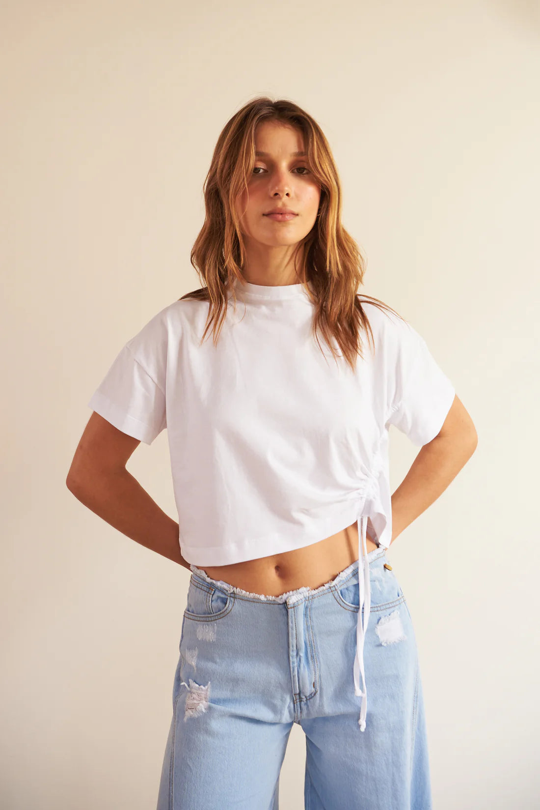 Camiseta Ruche Lateral Blanco