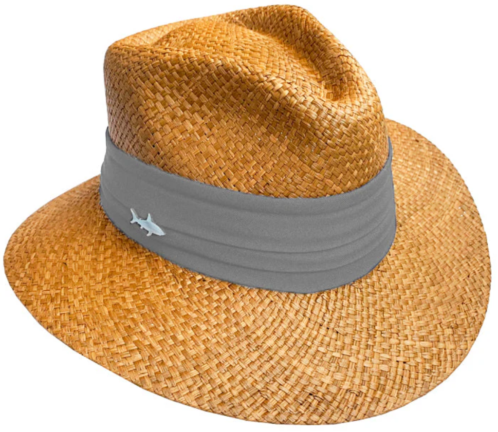 Sombrero Oscuro Cinta Ancha Gris Claro