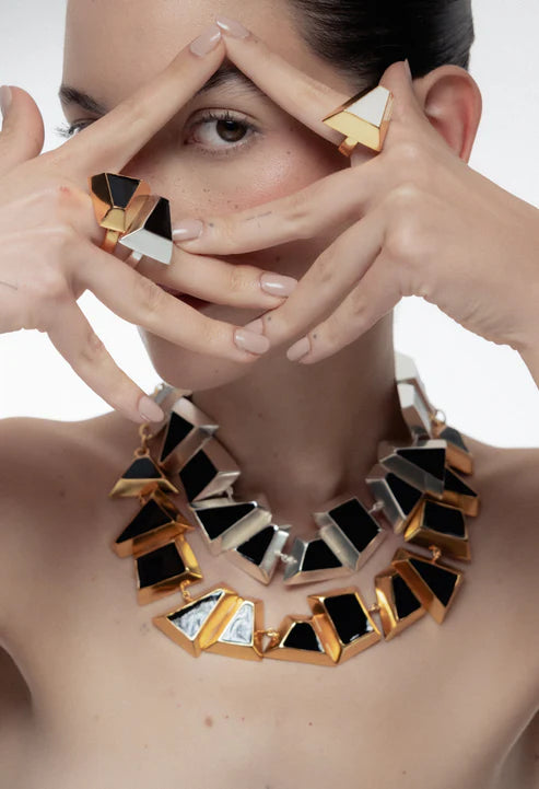 Choker Multi Geo Oro-Negro