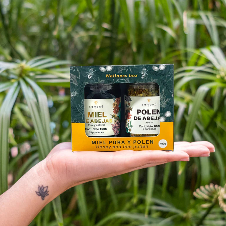 Caja con Miel Pura y Polen de Abeja