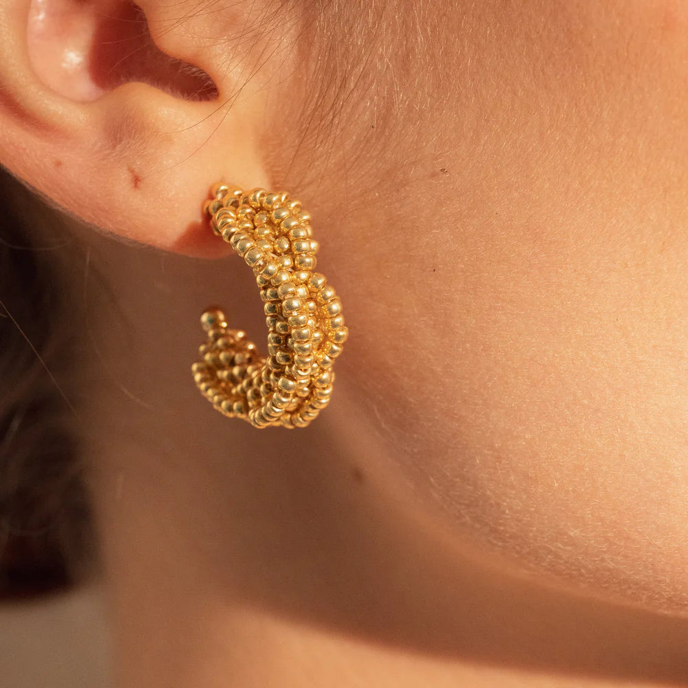 Aretes Candongas Terrenal Dorado Pequeñas