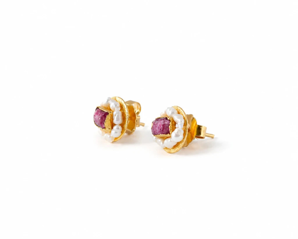 aretes vestigio rubi y perla