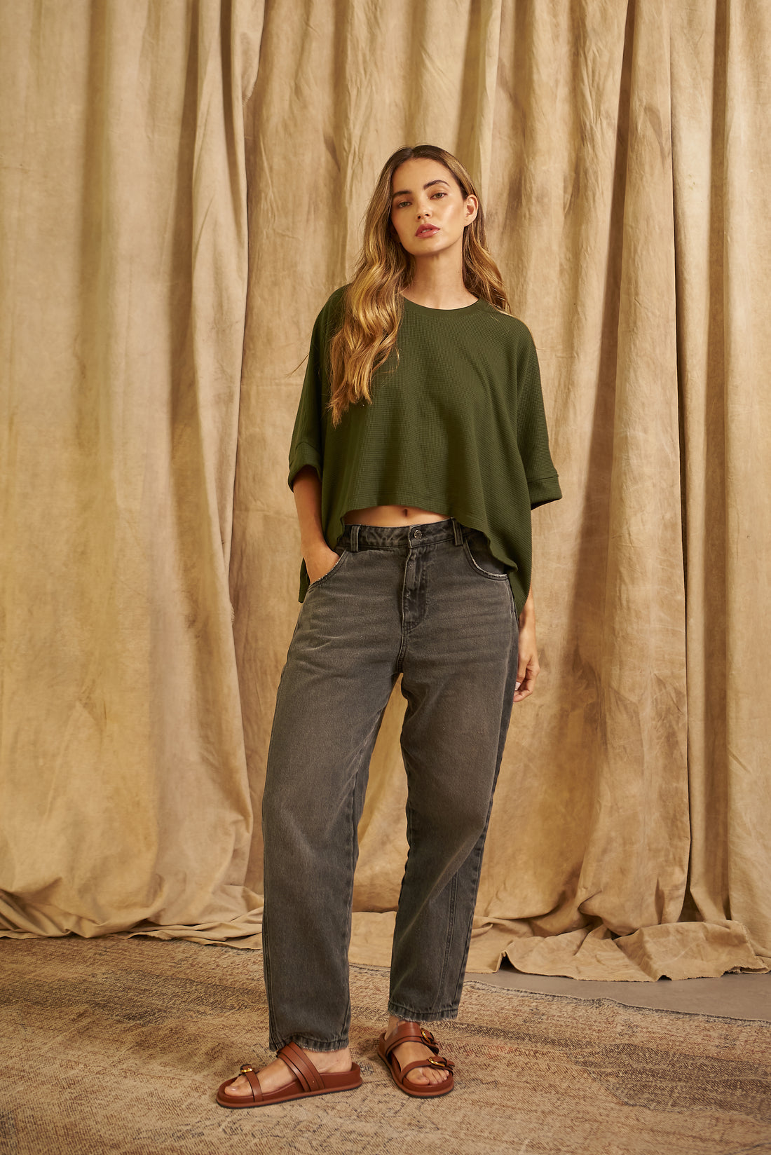 Camiseta Desestructurada Wafle Verde