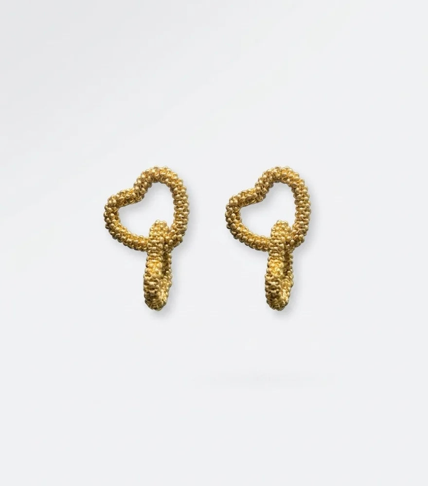 Aretes Corazón entrelazados dobles Dorados