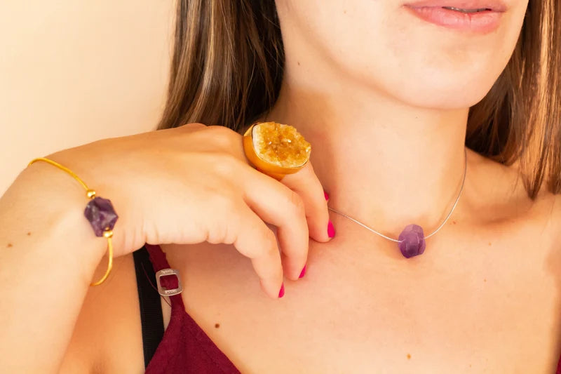 Choker piedra faceta amatista
