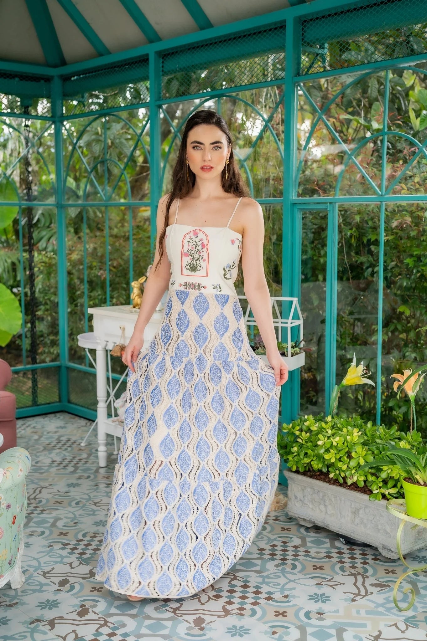 Vestido Largo Mumbai Embroidered