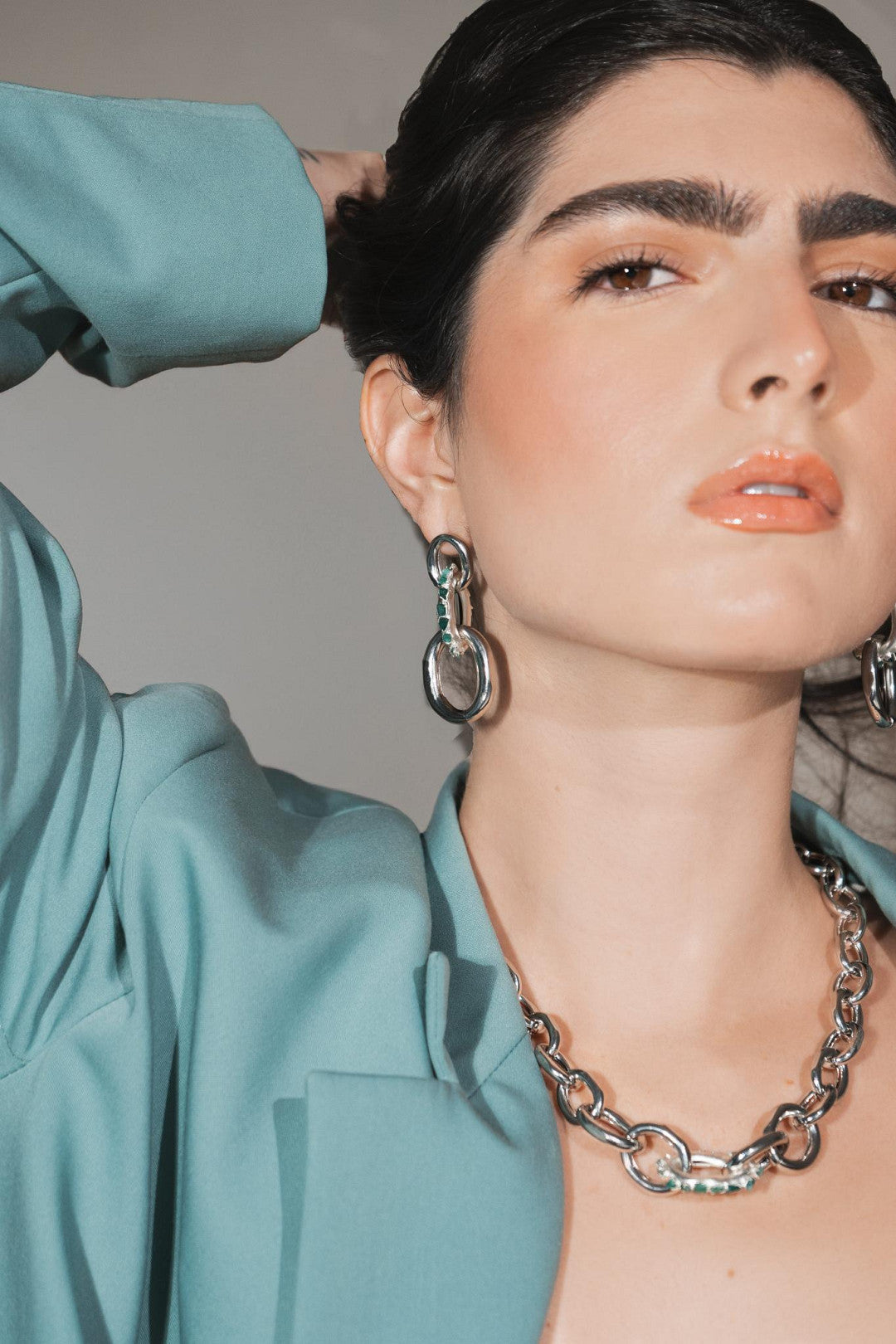 Aretes Electrum Plata Cadena