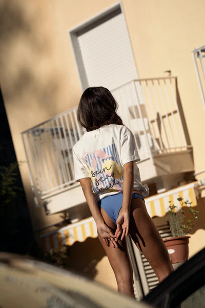 T-Shirt Oversize Zebra Line Blue