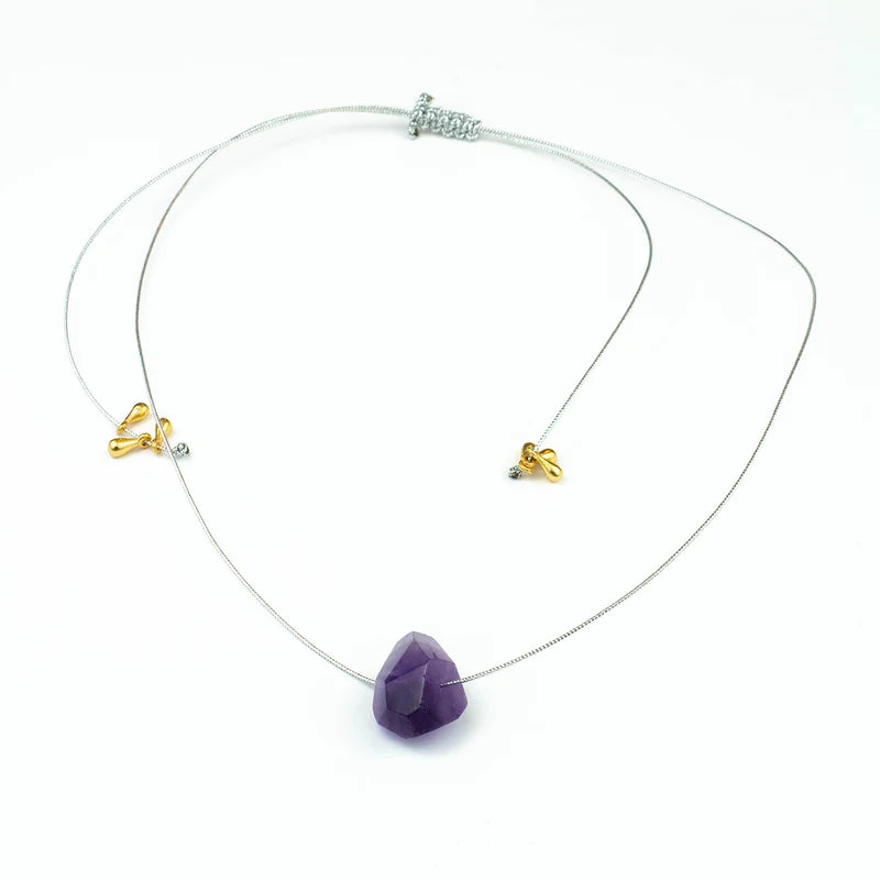 Choker piedra faceta amatista