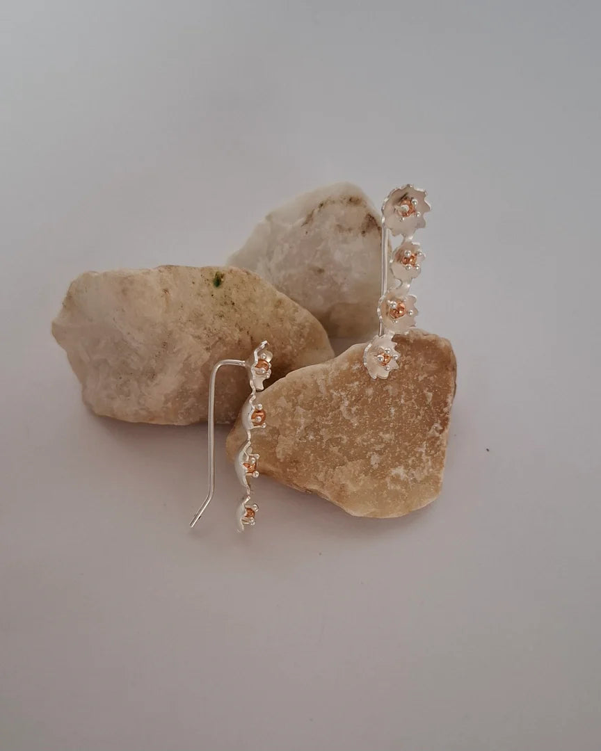 Aretes Flor X4 Primer Latido Plata