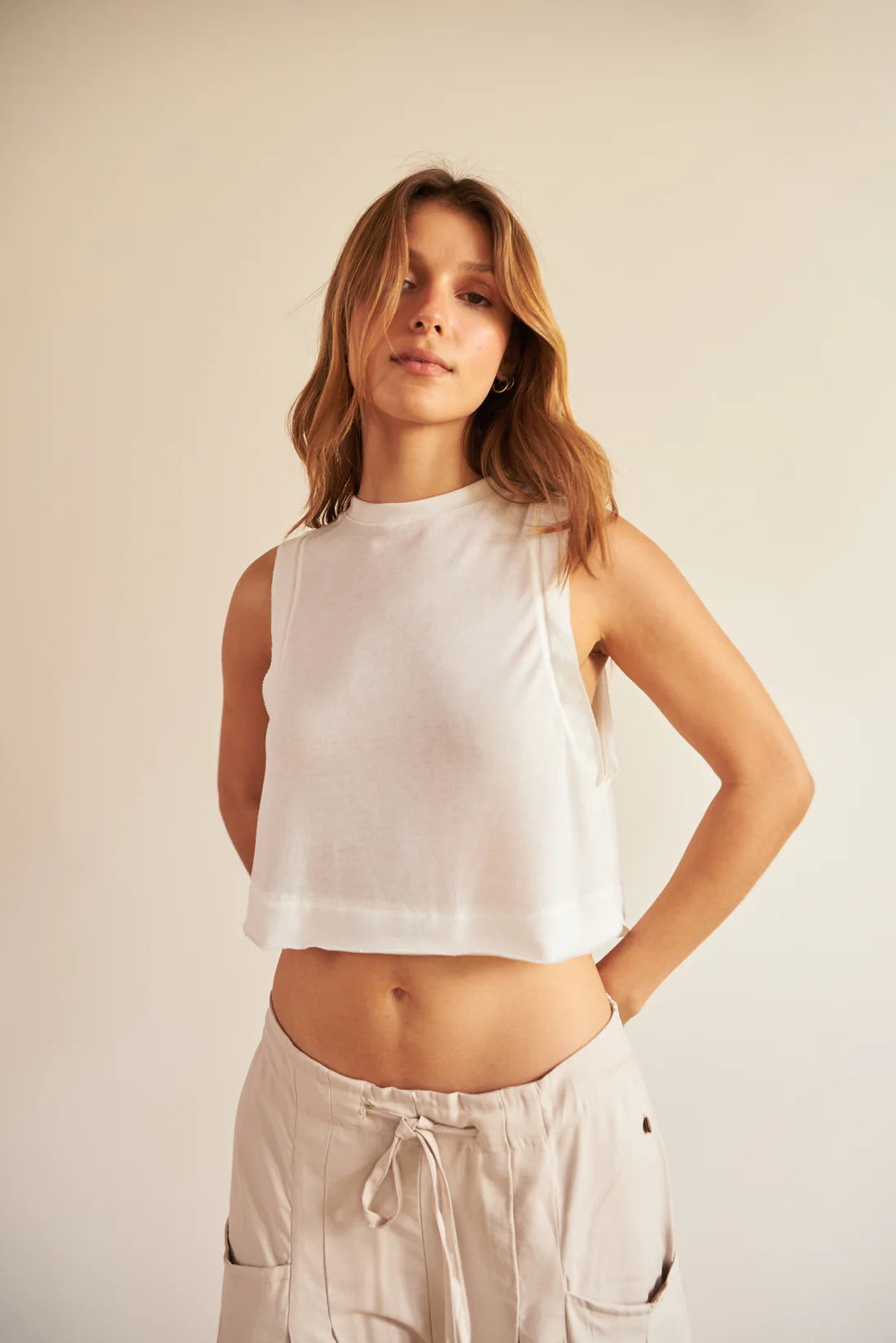 Camiseta Tank Top Crop Crudo