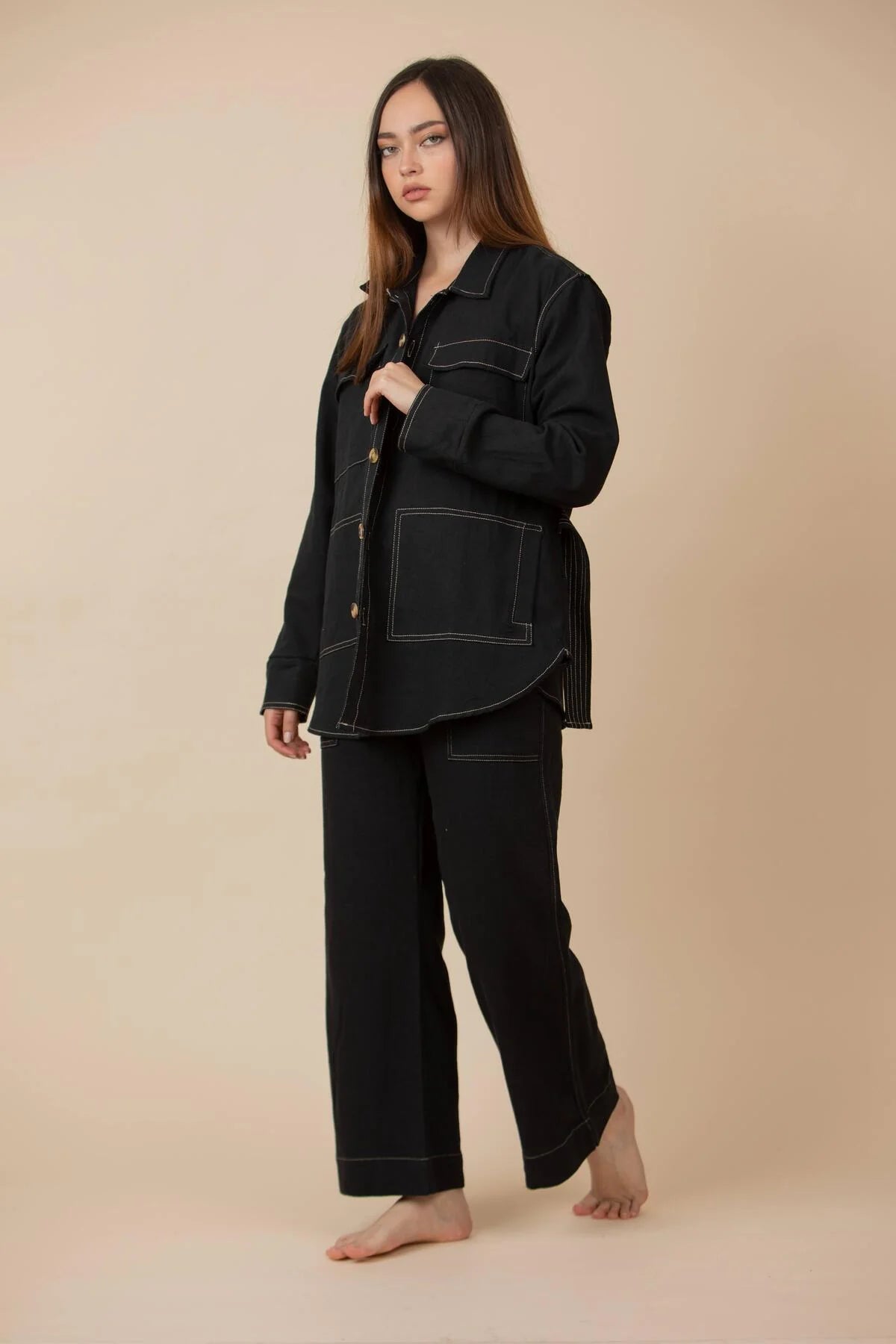 Chaqueta Bolsillos Negro