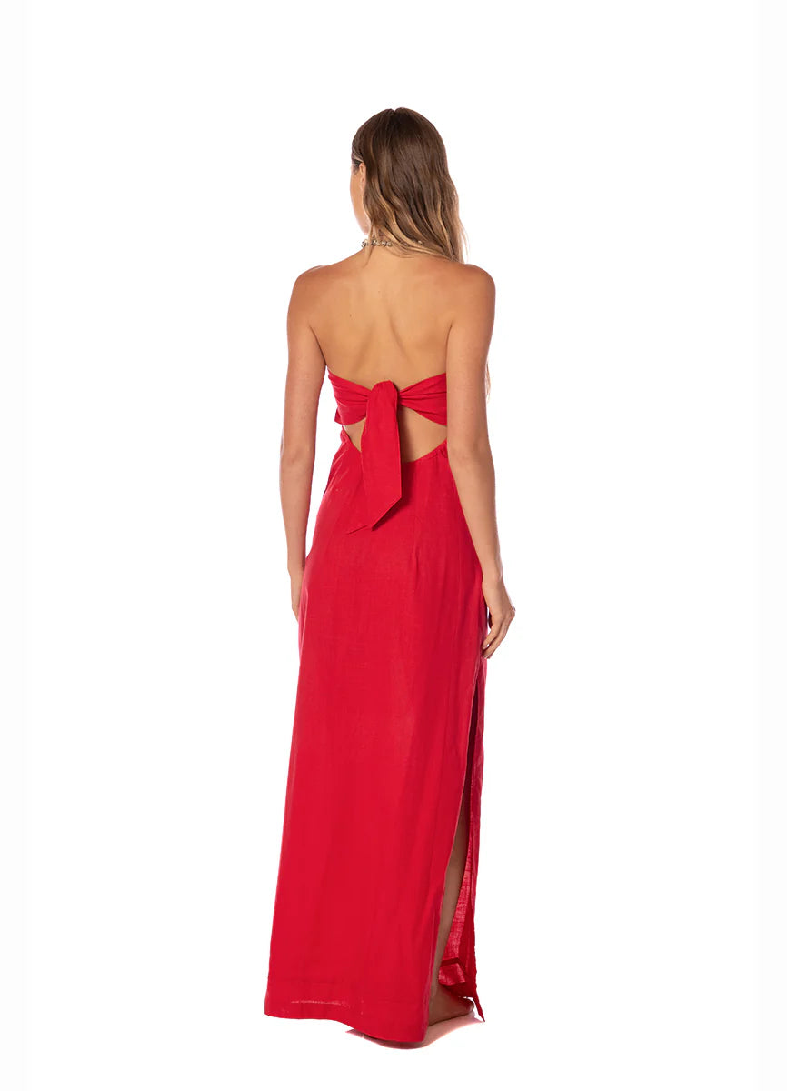 Dress Ankara Solid Crimson Heat