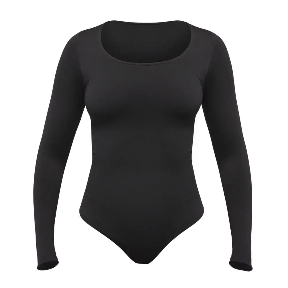 Body Manga Larga Cuello Redondo Negro