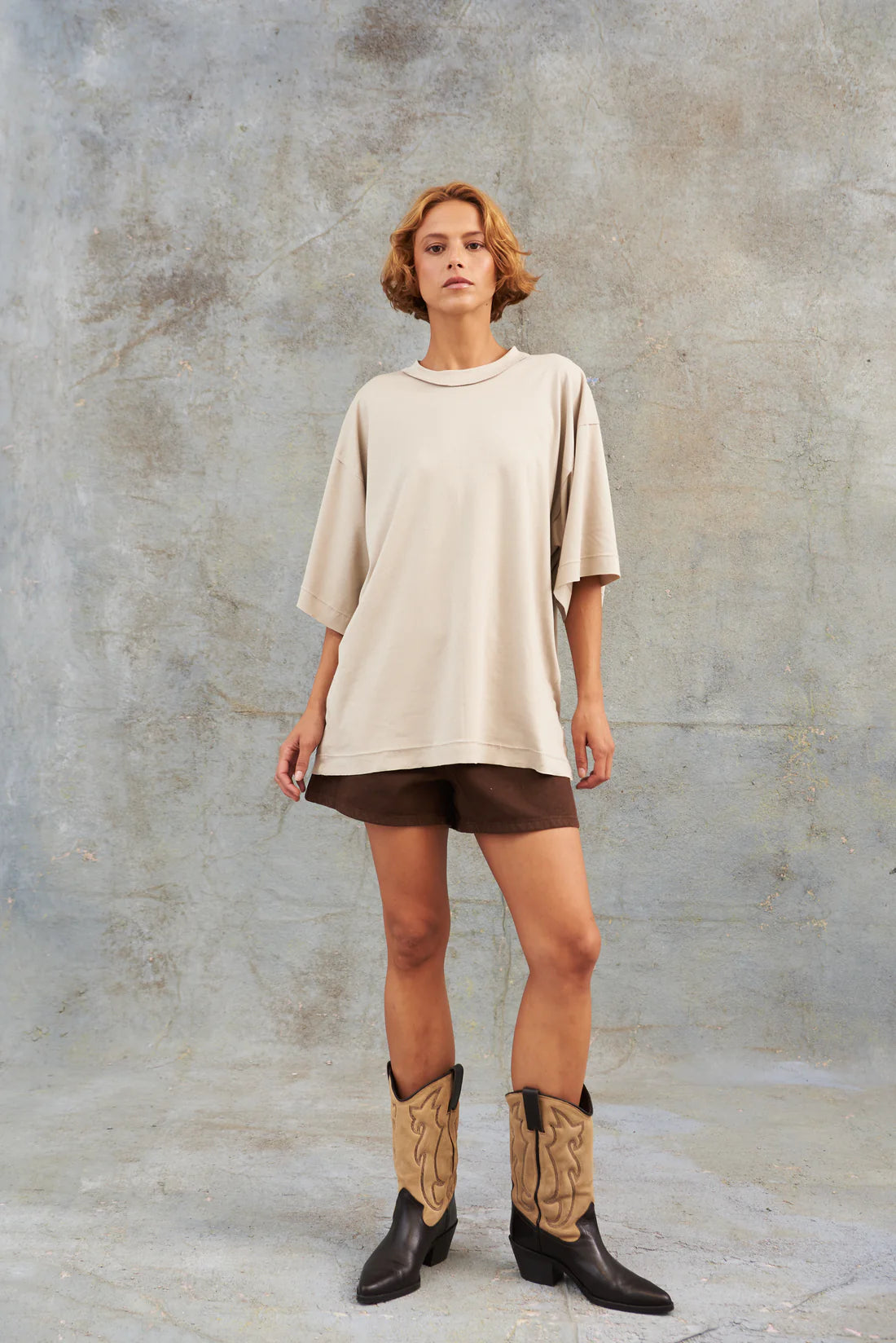 Camiseta Ovrsize manga 3/4 Caqui