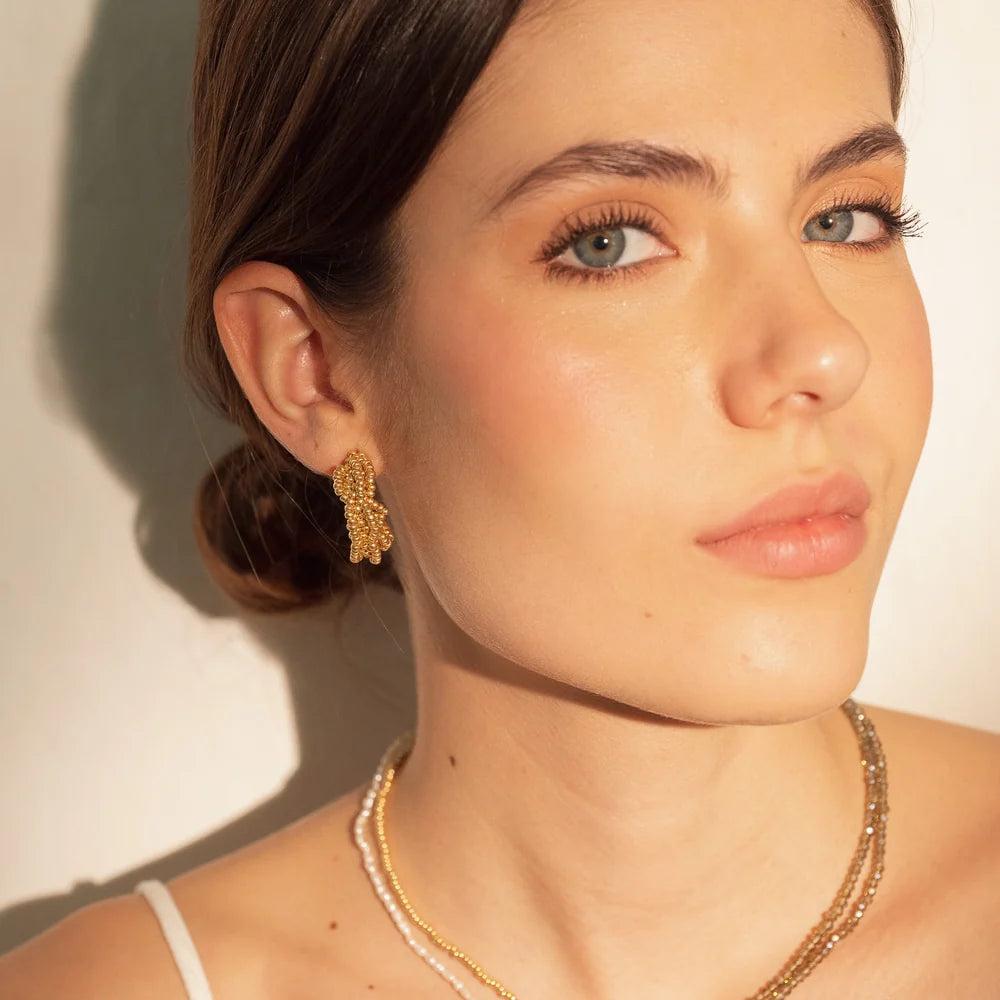 Aretes Candongas Terrenal Dorado Pequeñas