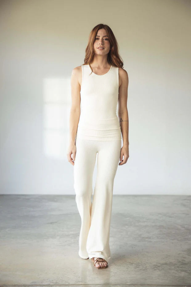Pantalón Flair Rib Ivory