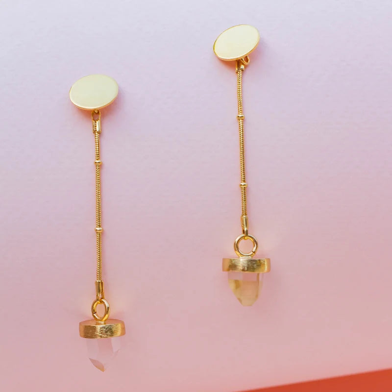 Aretes largos cuarzo cristal