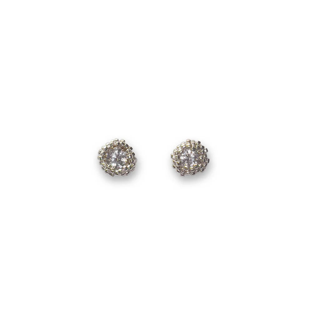 Aretes Ballenatos Circón y Plateado