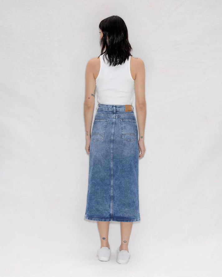 Falda Midi Sierra Azul Medio