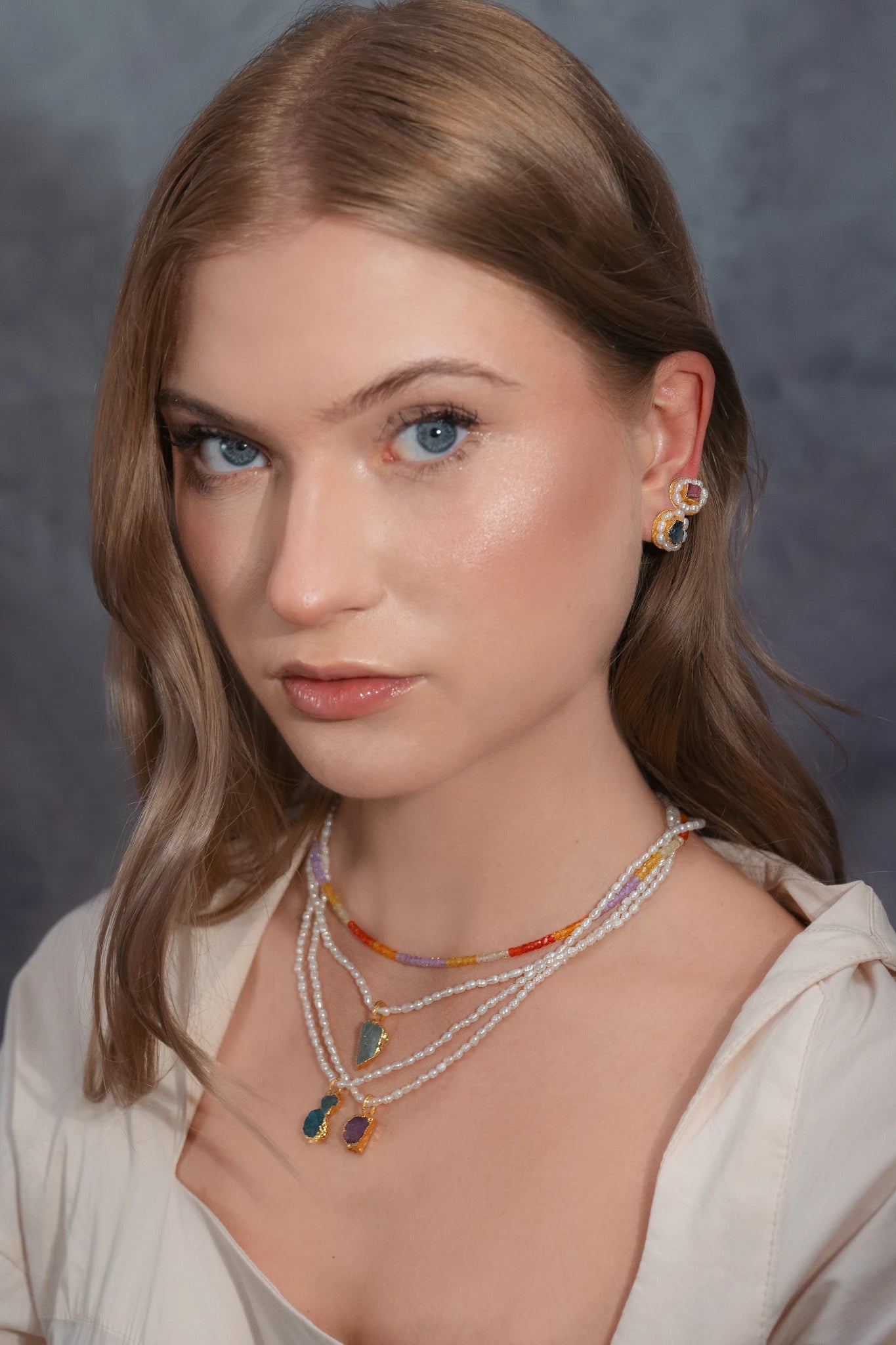 collar aguamarina perla