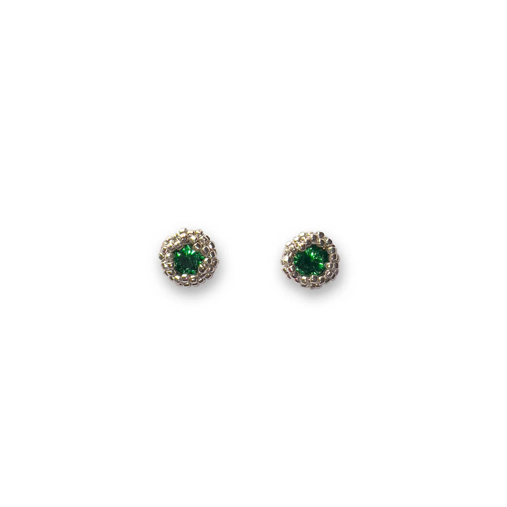 Aretas Ballenatos Esmeralda con plateado