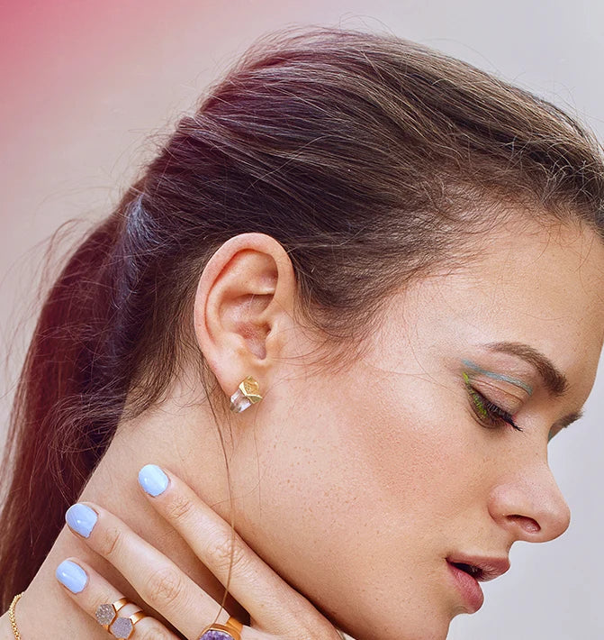 Aretes punta de cuarzo cristal xl
