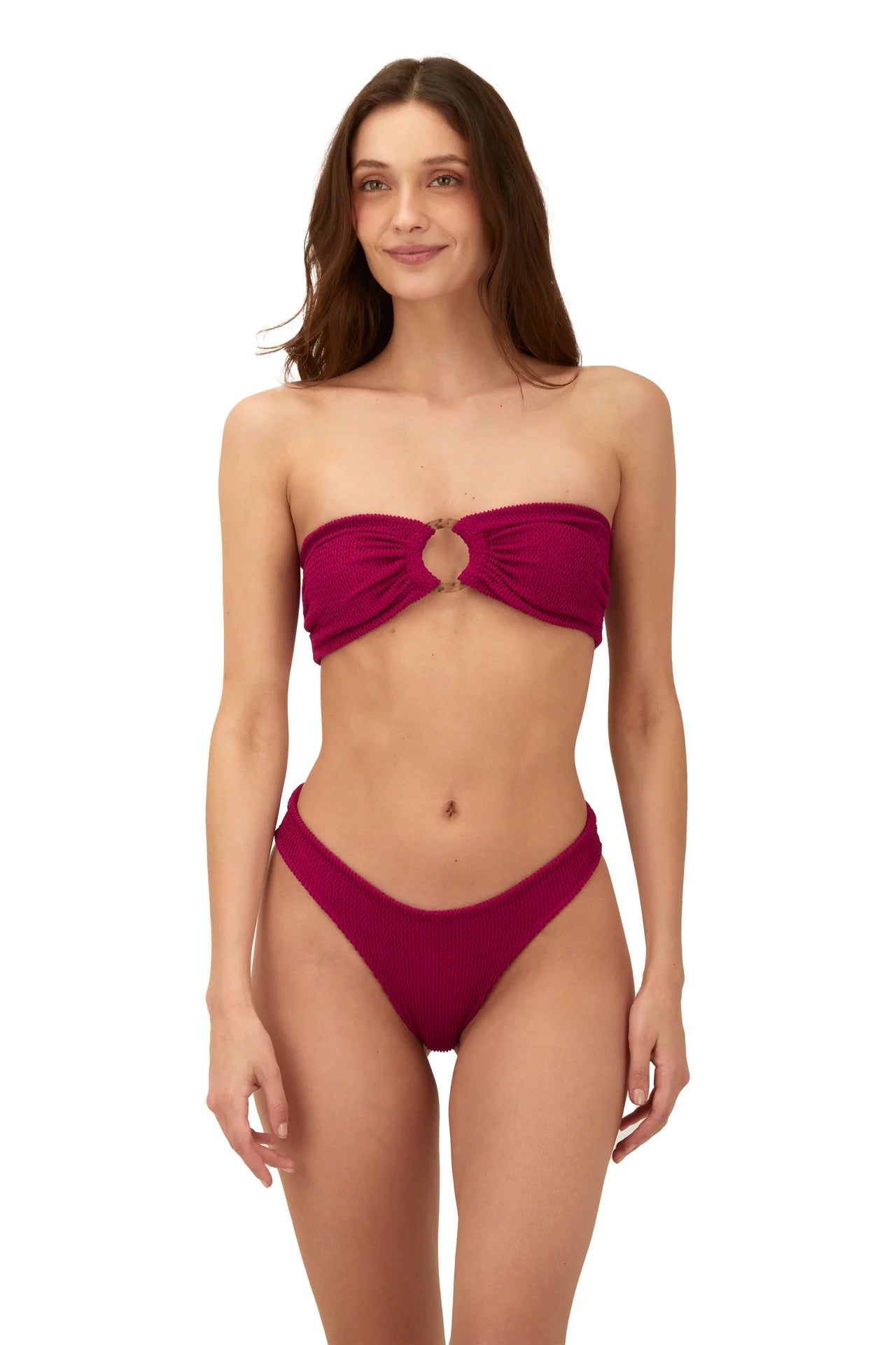 Cast Bandeau Top & Neo Paramounth Bottom Textured Wave Brisa Raspberry