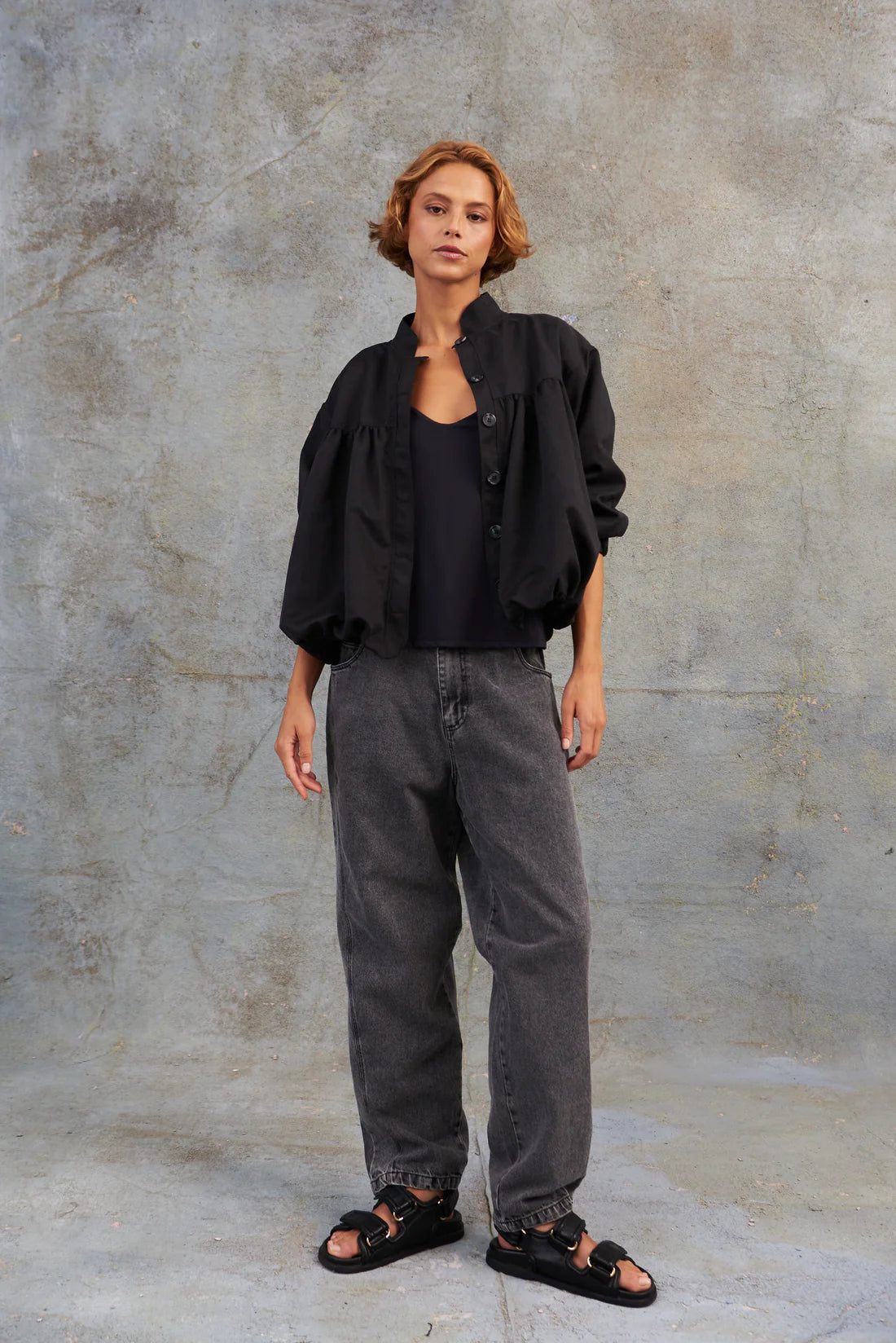 Chaqueta Recogido Bomber Negro