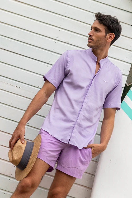 Camisa Manga Corta Cuello Neru Lila Flex