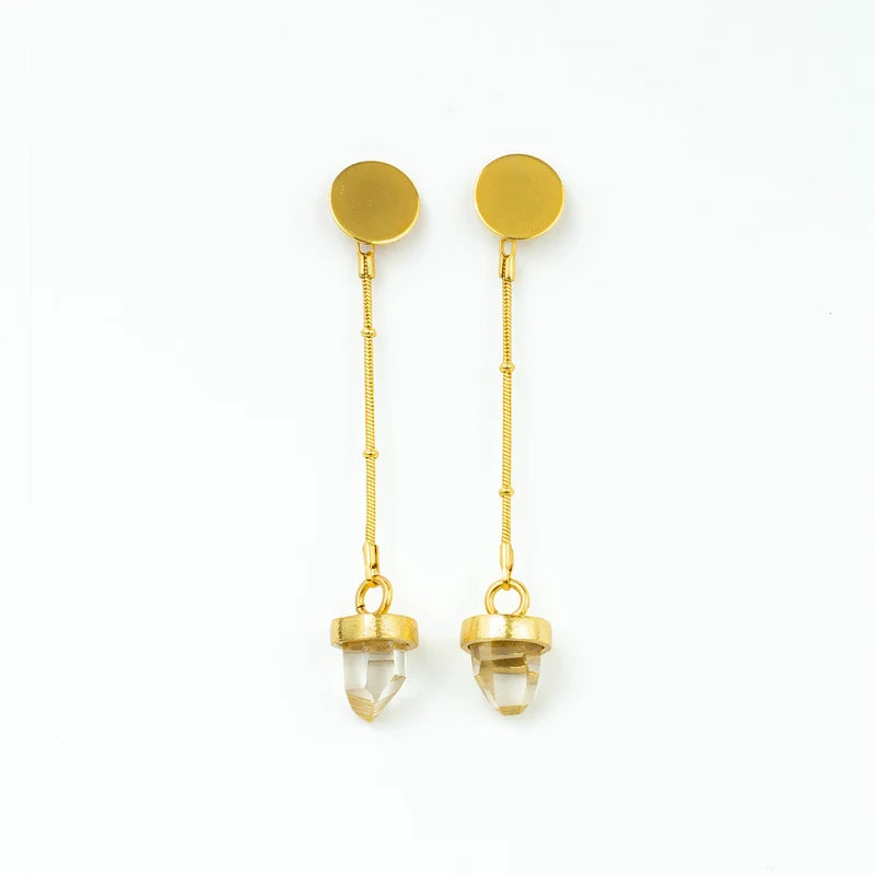 Aretes largos cuarzo cristal