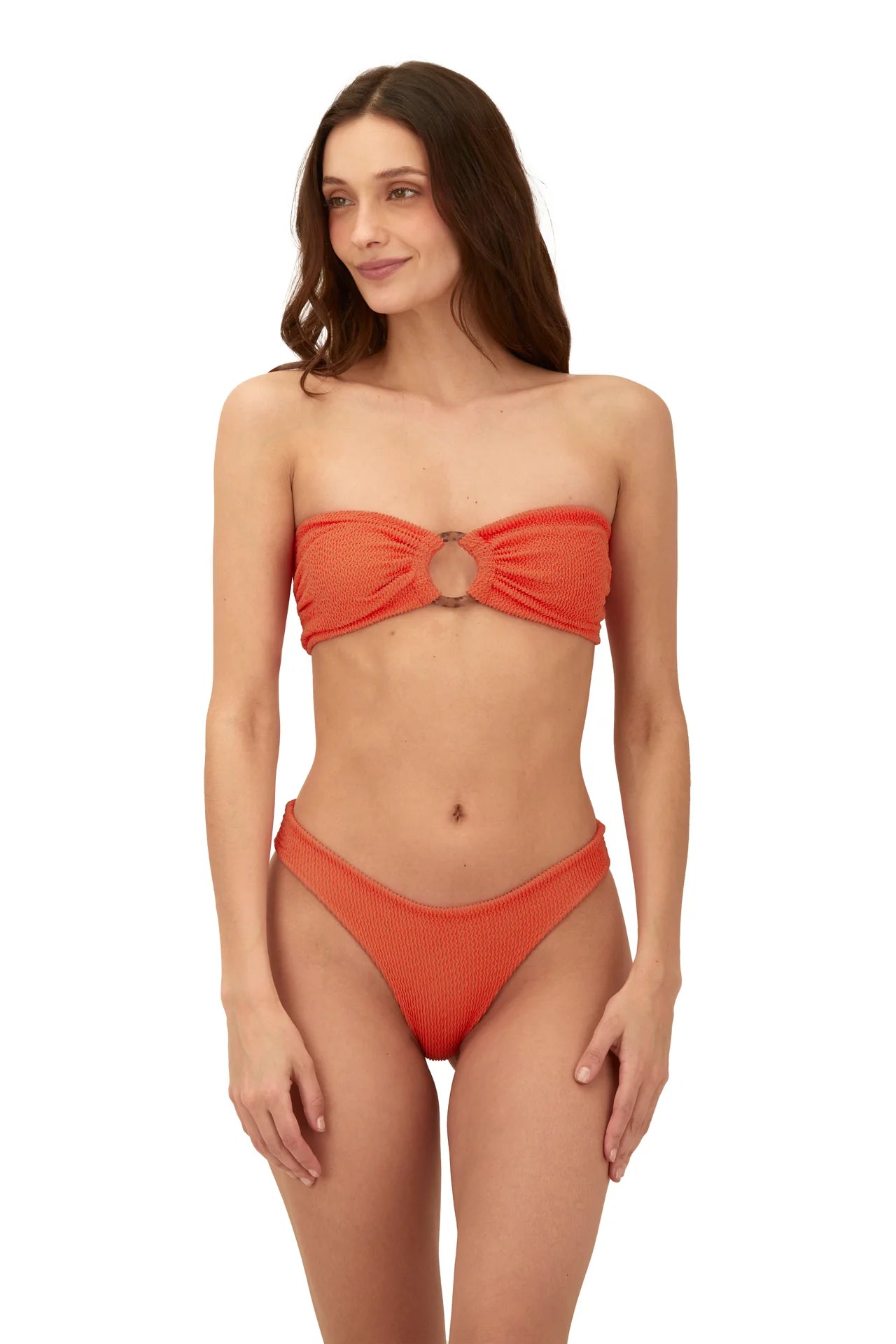 Cast Bandeau Top & Neo Paramounth Bottom Textured Wave Brisa Tangerine