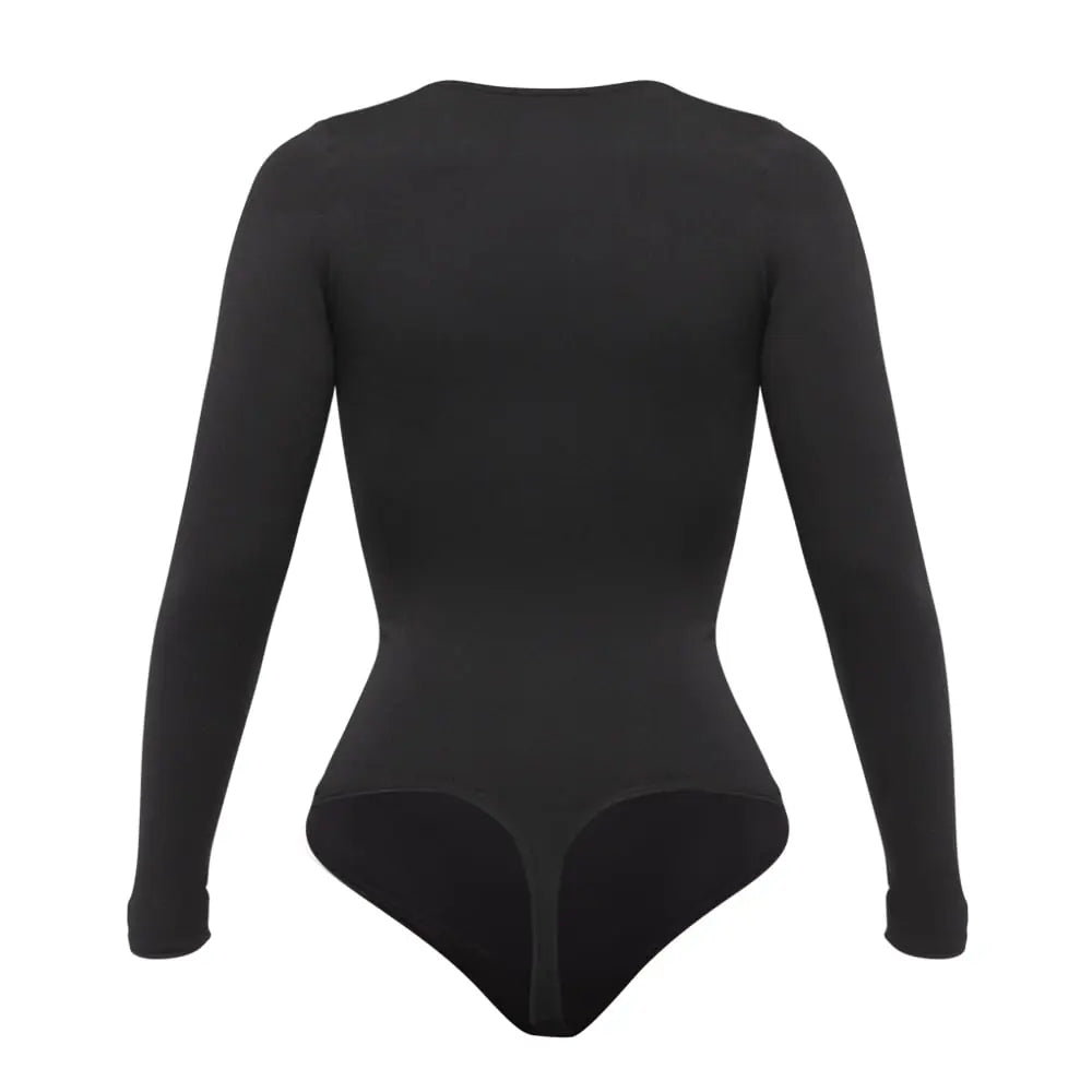 Body Manga Larga Cuello Redondo Negro