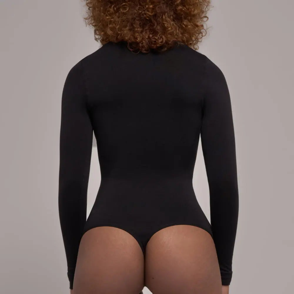 Body Manga Larga Cuello Redondo Negro