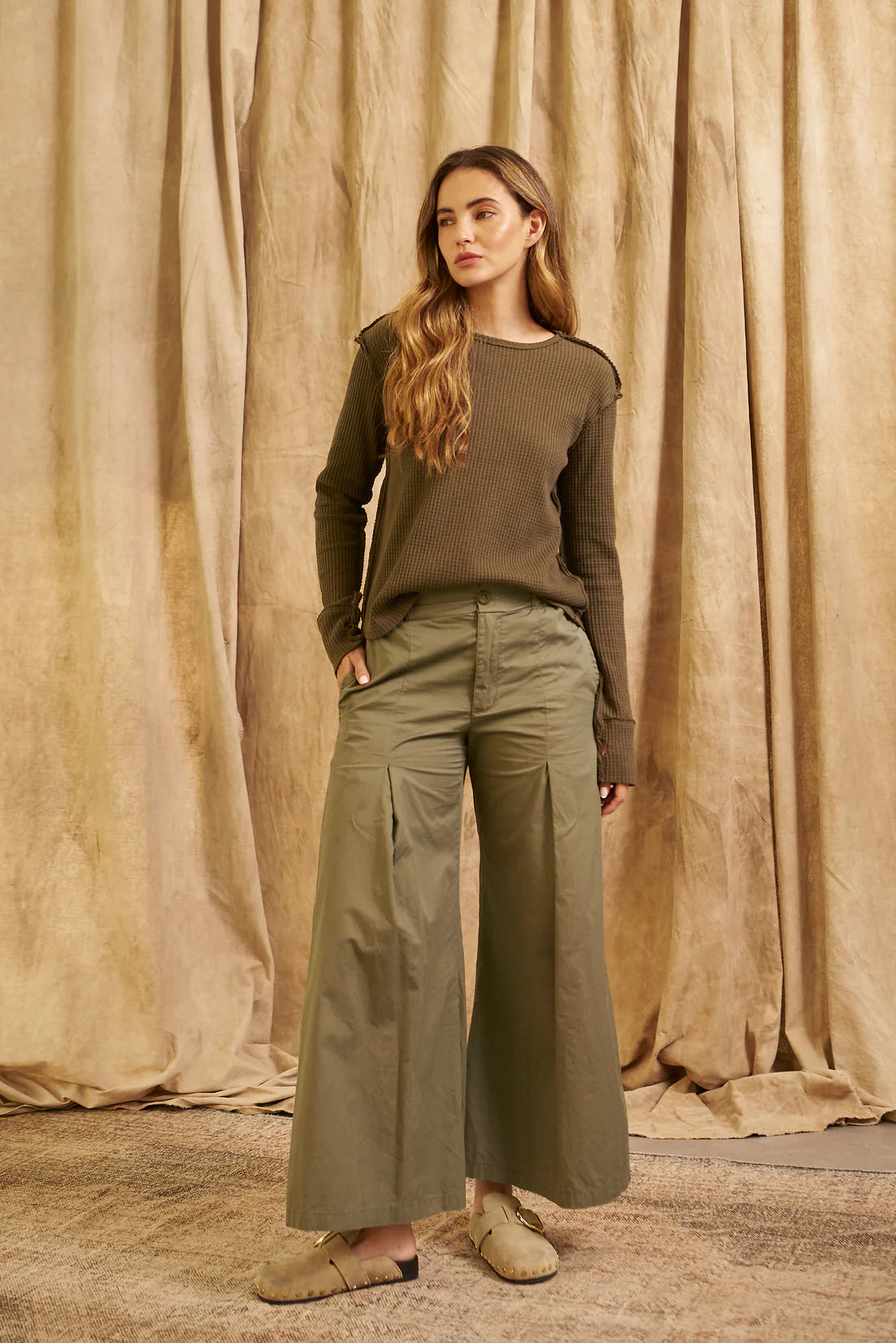 Pantalón Popelina Verde Militar