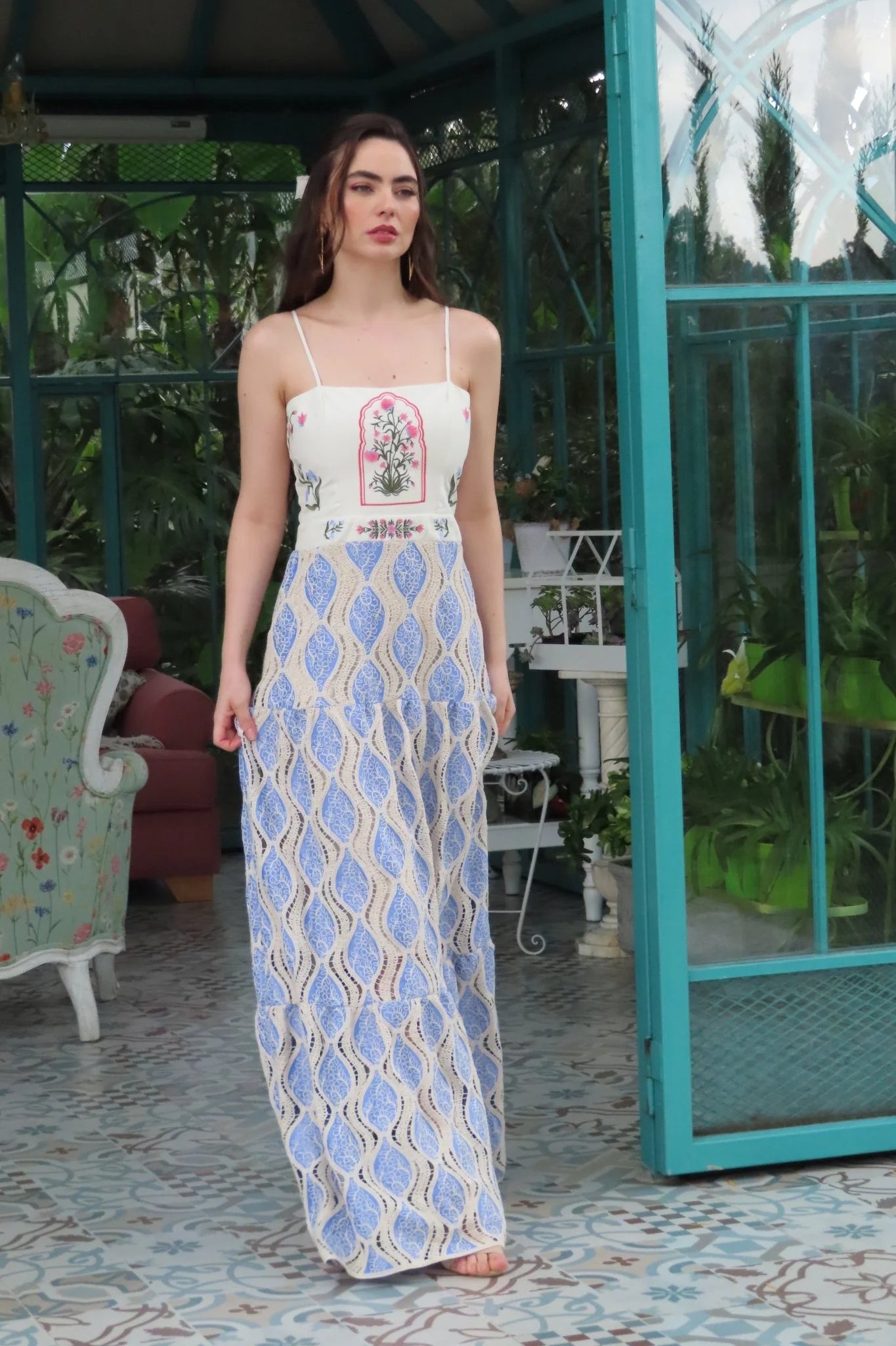 Vestido Largo Mumbai Embroidered