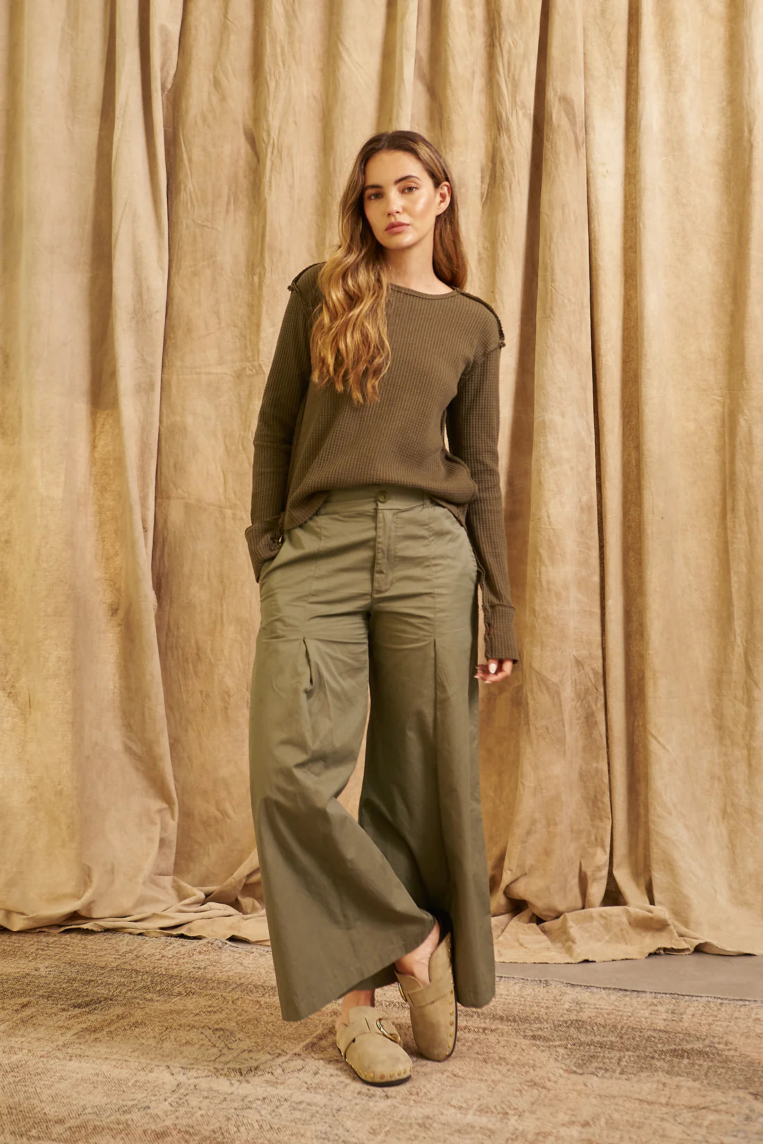 Pantalón Popelina Verde Militar