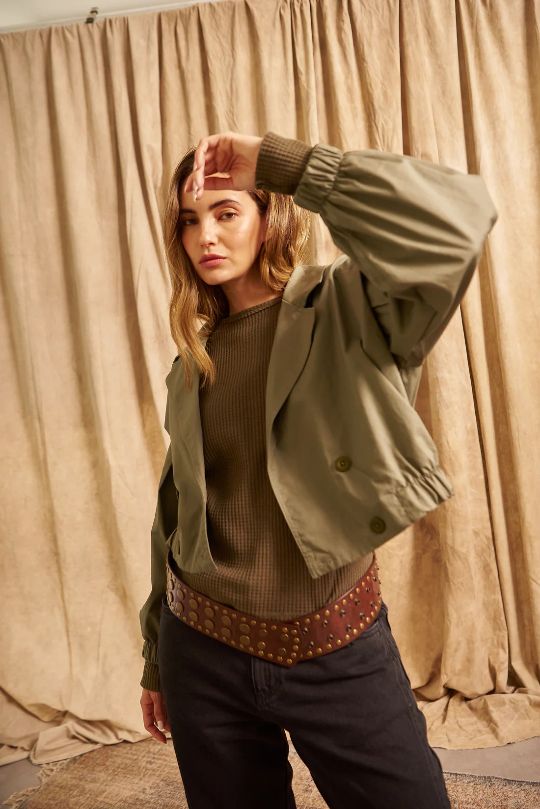Chaqueta Trench Coant Verde Militar