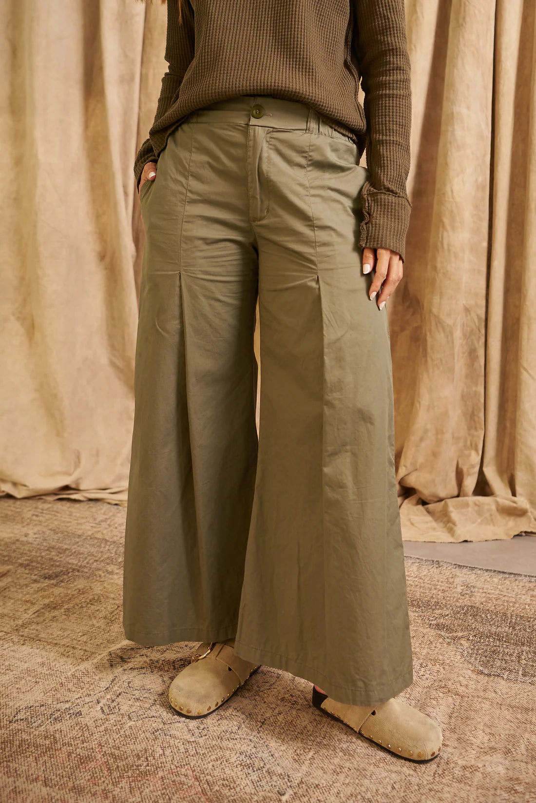 Pantalón Popelina Verde Militar