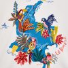 Camiseta Aves Y Flores Mapa Azul Mujer